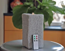 7 Inch Wax Aquaflame Rock Fountain Candle - Remote Control Included