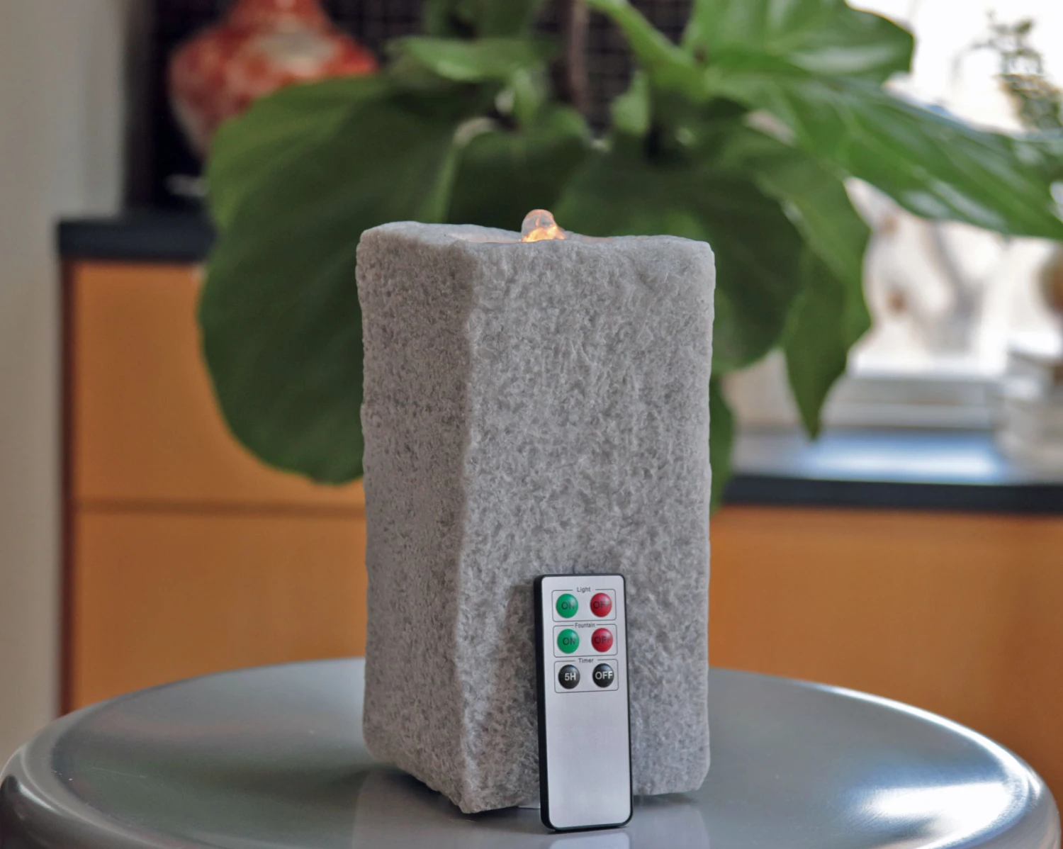 7 Inch Wax Aquaflame Rock Fountain Candle - Remote Control Included