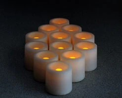 Tall Tea Lights - With Recessed Amber LED - Super Bright Set Of 12