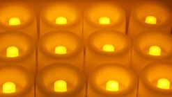 Tall Tea Lights - With Recessed Amber LED - Super Bright Set Of 12 -Decorative Candle Shop round tealights amber