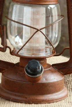 Battery Operated Vintage Style Dimmable Rusty Lantern With 12 LED's -Decorative Candle Shop rusty led lantern det large