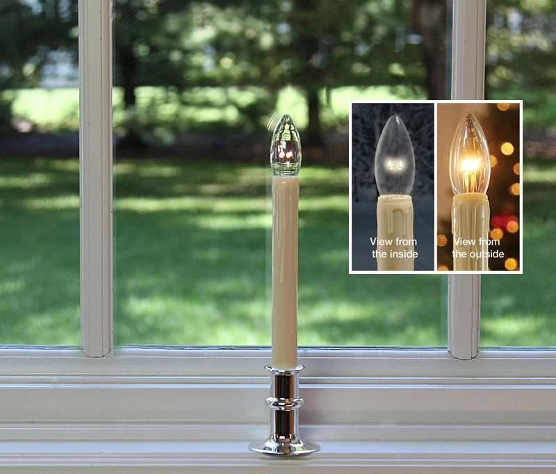 Ultra Bright Adjustable LED Cordless Window Candle Dual Sided Bulb - Timer - Silver Finish 3 Ultra Bright Adjustable LED Cordless Window Candle Dual Sided Bulb - Timer - Silver Finish