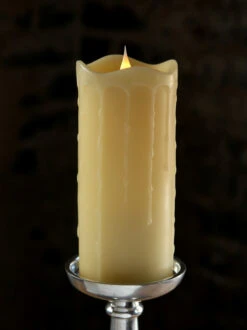Moving Flame Simplux Ivory LED Drip Candle 7 Inch - Multi Timer - Remote Ready