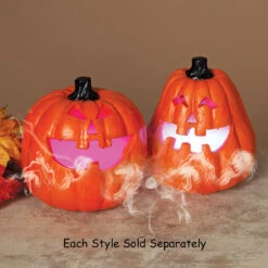 Lighted Halloween Pumpkin Fog Machine - 9.25 Inch Magnesium -Decorative Candle Shop smoking pumpkins 2 assorted