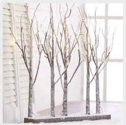 RAZ Lighted Snow Grove 30 Inch - 88 Warm White LED'S Steady And Twinkle Functions