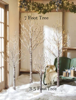 3.5 Foot Lighted Snowy Tree 96 Warm White LED - Indoor Outdoor - Steady On Or Twinkle From RAZ -Decorative Candle Shop snowy trees 2 size