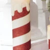 22.5 Inch Large Flickering Flame Candycane Striped Glitter Christmas Candle -Decorative Candle Shop stripped candles 22 inch ca