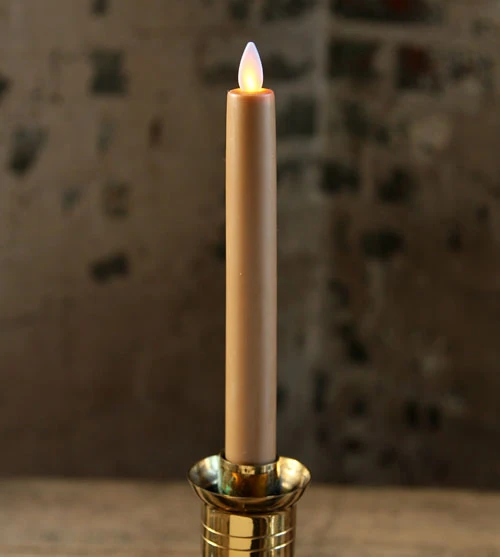 8 Inch Taupe Moving Flame Battery Operated Taper Candle - Timer 3 8 Inch Taupe Moving Flame Battery Operated Taper Candle - Timer