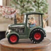 Lighted Green Tractor Water Lantern With Santa In Swirling Glitter -Decorative Candle Shop tracktor main image