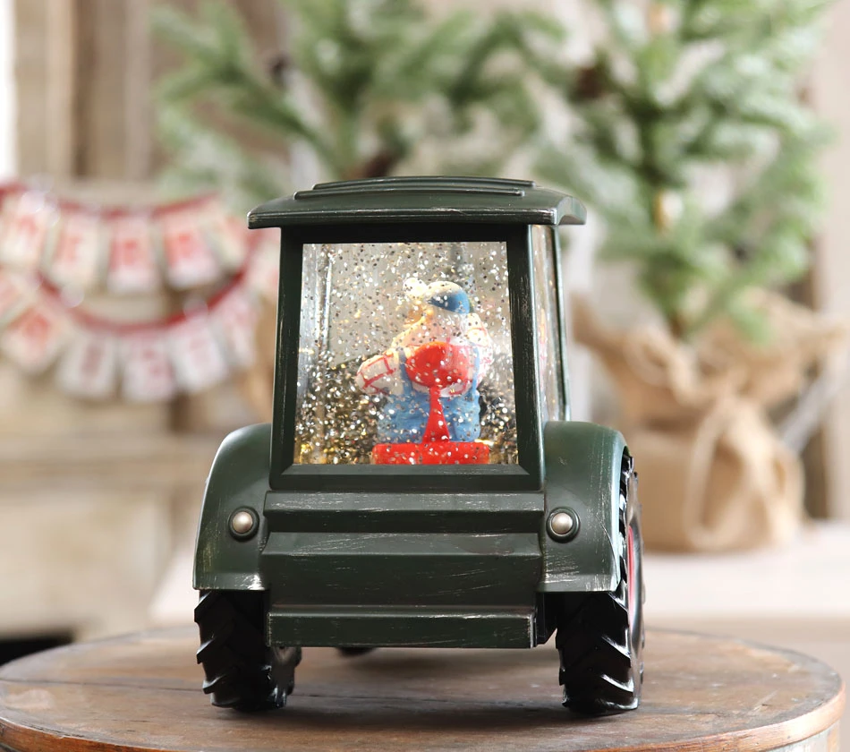 Lighted Green Tractor Water Lantern With Santa In Swirling Glitter 7 Lighted Green Tractor Water Lantern With Santa In Swirling Glitter - Image 5