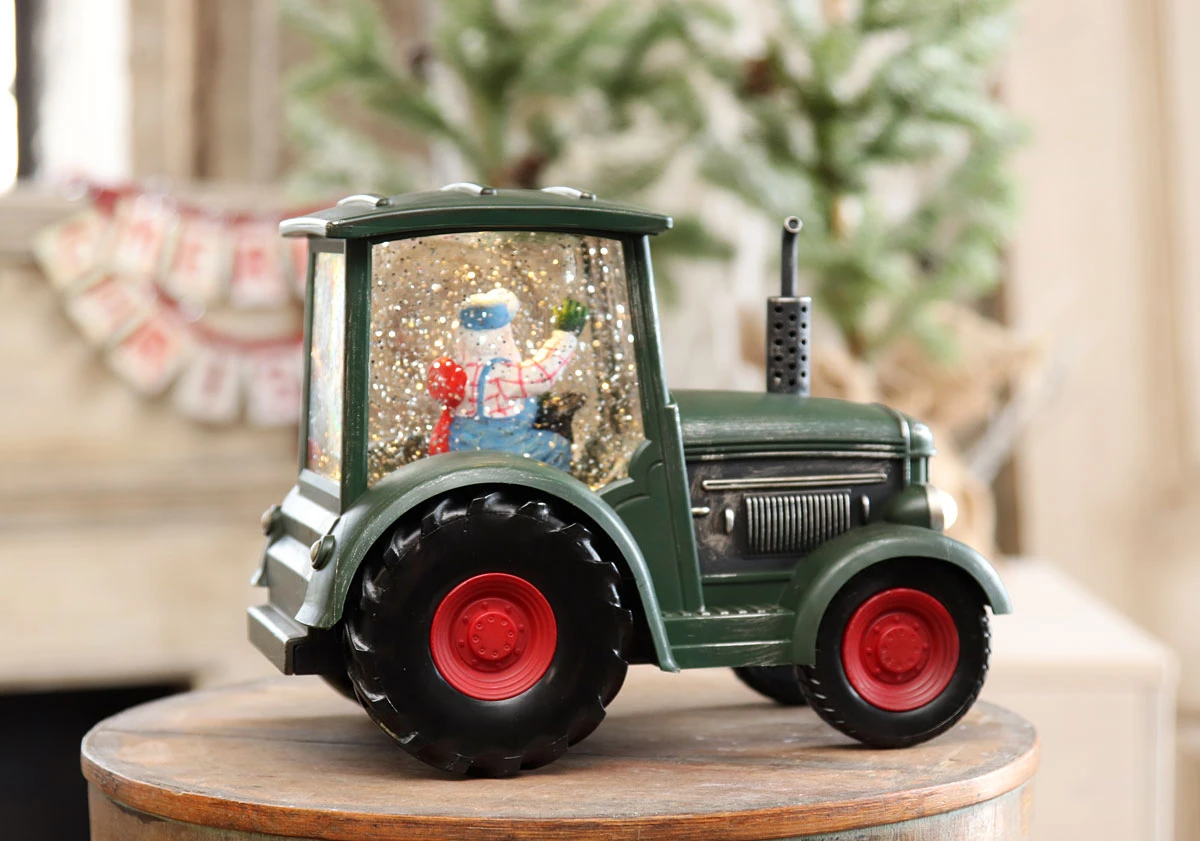 Lighted Green Tractor Water Lantern With Santa In Swirling Glitter 6 Lighted Green Tractor Water Lantern With Santa In Swirling Glitter - Image 4
