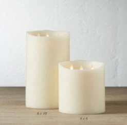 Triple Moving Flame 6 X 6 Inch Flameless Pillar Candle 7 Triple Moving Flame 6 X 6 Inch Flameless Pillar Candle -Decorative Candle Shop triple flame candles 2 sizes