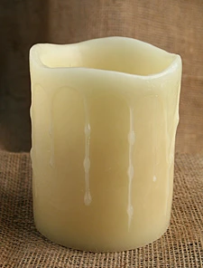 Unscented Ivory Drip 4x5 Battery Operated Candle With Dual Timer