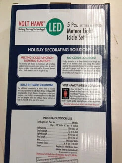 Meteor Light Icicle 5 Lights - 6 Hour Timer Battery Operated