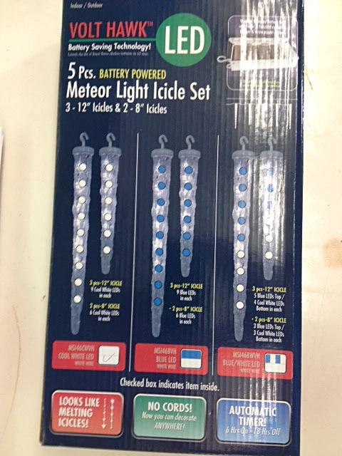 Meteor Light Icicle 5 Lights - 6 Hour Timer Battery Operated 4 Meteor Light Icicle 5 Lights - 6 Hour Timer Battery Operated - Image 2