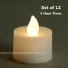 Tall Flameless Tea Lights Warm White LED Battery Operated 12 Pack - 5 Hour Timer -Decorative Candle Shop warm white 12 tall tealight timer