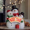 Snowmen With Light Up Welcome Sign - Battery Operated 8.6 Inch