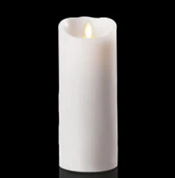 Moving Flame White Unscented Candle Battery Operated 3.5 X 9 - Timer - Remote Ready -Decorative Candle Shop white 9 inch luminara
