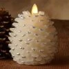 Luminara 4 Inch White Pine Cone Candle Battery Operated - Timer -Decorative Candle Shop white luminara pinecone 580 2