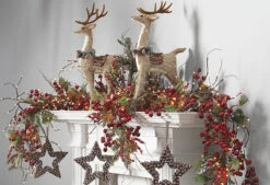 Battery Operated Lighted Garland - 6 Feet 60 Warm White LED'S - Timer 7 Battery Operated Lighted Garland - 6 Feet 60 Warm White LED'S - Timer -Decorative Candle Shop will garl extra