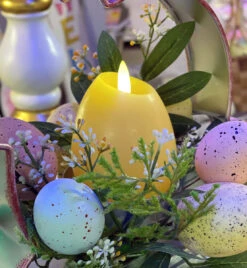 4 Inch Lighted Wax Egg Candles Set Of 4 Assorted Spring Colors With Timer - NEW 2023 -Decorative Candle Shop yellow egg candle